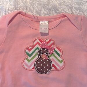 NEW 0-3 M THANKSGIVING ONSIE OUTFIT PINK SNAPS turkey